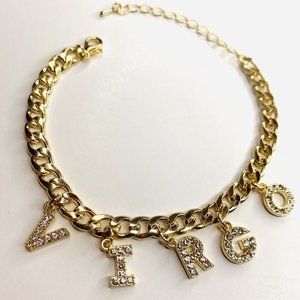 Virgo women gold charm Zodiac bracelet birthday Jewelry adjustable size